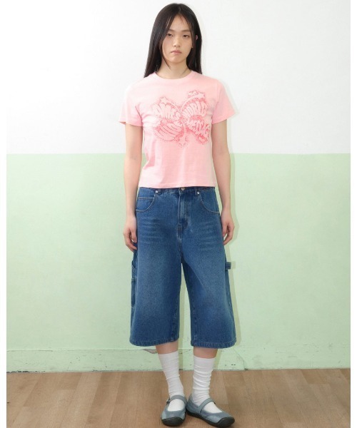 AMESWORLDWIDE(アメスワールドワイド)の「A'GEM/9 × .kom 『AMESWORLDWIDE/アメスワールドワイド』CHARACTER SPRAY TEE/キャラクタースプレイTEE(Tシャツ/カットソー・レディース・ブラック/ピンク・S)」の6枚目の写真