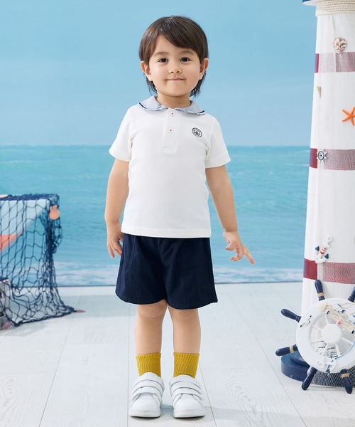 combimini(コンビミニ)の「半袖襟付きポロシャツ(マリン)(ポロシャツ・キッズ・ホワイト/ネイビー・80/90/100/110/120)」の5枚目の写真