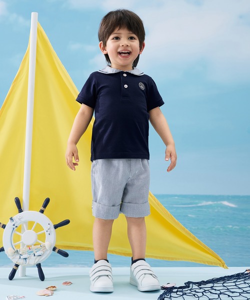 combimini(コンビミニ)の「半袖襟付きポロシャツ(マリン)(ポロシャツ・キッズ・ホワイト/ネイビー・80/90/100/110/120)」の8枚目の写真