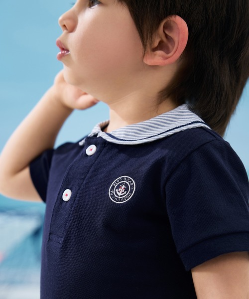 combimini(コンビミニ)の「半袖襟付きポロシャツ(マリン)(ポロシャツ・キッズ・ホワイト/ネイビー・80/90/100/110/120)」の10枚目の写真