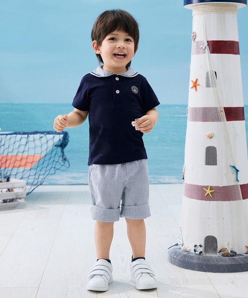 combimini(コンビミニ)の「半袖襟付きポロシャツ(マリン)(ポロシャツ・キッズ・ホワイト/ネイビー・80/90/100/110/120)」の12枚目の写真