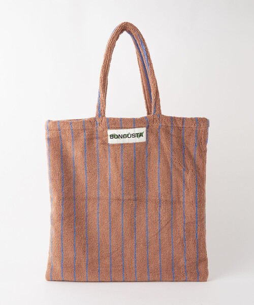 green label relaxing(グリーンレーベルリラクシング)の「<BONGUSTA>ストライプ トートバッグ(トートバッグ・レディース・ケリーグリーン/ライラック/ブラウン/クリーム・FREE)」の2枚目の写真