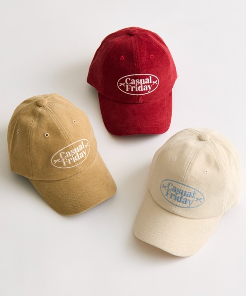 OLIVE des OLIVE（オリーブデオリーブ）の「コーデュロイ刺繍入りキャップ（その他小物・レディース・ホワイト/ベージュ/レッド・FREE）」の4枚目の写真