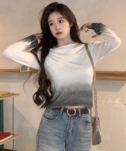 i-dare(アイディア)の「【i-dare】グラデーションカラー カットソー(Tシャツ/カットソー・レディース・グレー/ブラック/ホワイト/ブラウン・X-LARGE/LARGE/MEDIUM/SMALL)」の2枚目の写真