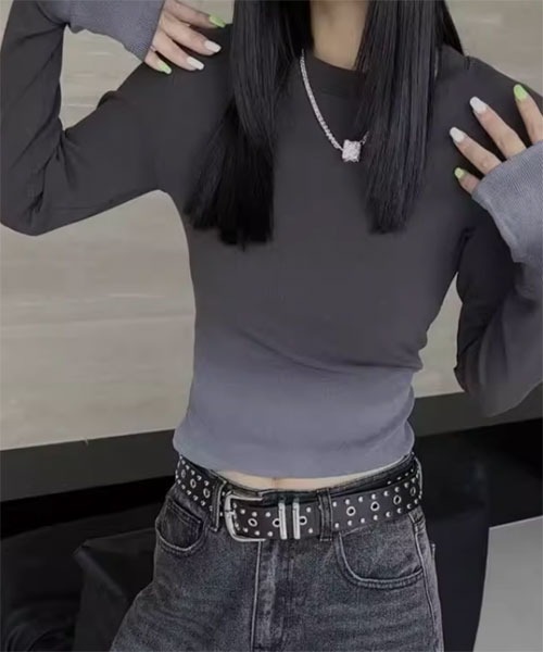 i-dare(アイディア)の「【i-dare】グラデーションカラー カットソー(Tシャツ/カットソー・レディース・グレー/ブラック/ホワイト/ブラウン・X-LARGE/LARGE/MEDIUM/SMALL)」の5枚目の写真