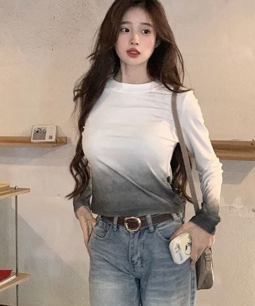 i-dare(アイディア)の「【i-dare】グラデーションカラー カットソー(Tシャツ/カットソー・レディース・グレー/ブラック/ホワイト/ブラウン・X-LARGE/LARGE/MEDIUM/SMALL)」の10枚目の写真