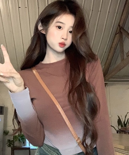 i-dare(アイディア)の「【i-dare】グラデーションカラー カットソー(Tシャツ/カットソー・レディース・グレー/ブラック/ホワイト/ブラウン・X-LARGE/LARGE/MEDIUM/SMALL)」の14枚目の写真