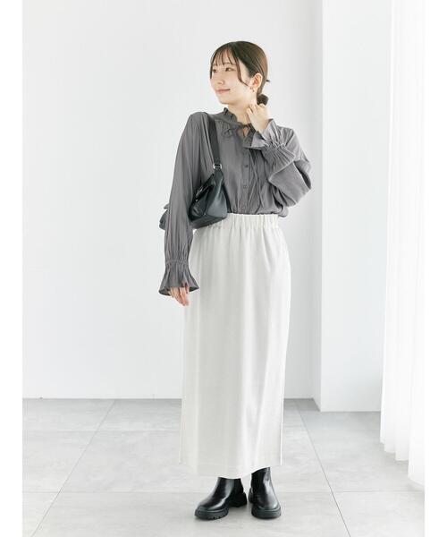 Te chichi TERRASSE（テチチテラス）の「無地/ラメボーダーカットナロースカート（スカート・レディース・ベージュ/チャコールグレー/オフホワイト・F）」の14枚目の写真