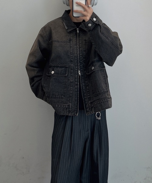 UNDERSTATEMENTs(アンダーステイトメント)の「【ユニセックス】ウォッシュ加工ジップデニムジャケット/ヴィンテージ(デニムジャケット・メンズ・ブラック/インディゴブルー・LARGE/MEDIUM)」の5枚目の写真