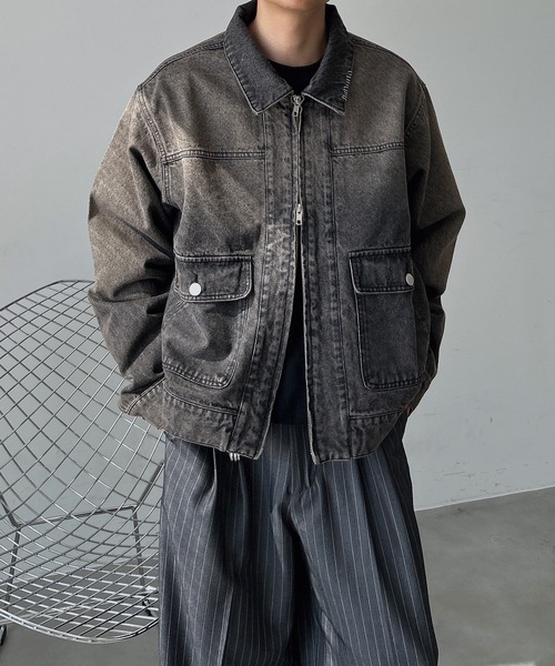 UNDERSTATEMENTs(アンダーステイトメント)の「【ユニセックス】ウォッシュ加工ジップデニムジャケット/ヴィンテージ(デニムジャケット・メンズ・ブラック/インディゴブルー・LARGE/MEDIUM)」の13枚目の写真