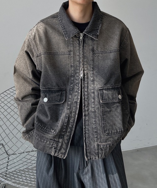 UNDERSTATEMENTs(アンダーステイトメント)の「【ユニセックス】ウォッシュ加工ジップデニムジャケット/ヴィンテージ(デニムジャケット・メンズ・ブラック/インディゴブルー・LARGE/MEDIUM)」の14枚目の写真