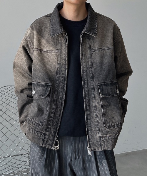 UNDERSTATEMENTs(アンダーステイトメント)の「【ユニセックス】ウォッシュ加工ジップデニムジャケット/ヴィンテージ(デニムジャケット・メンズ・ブラック/インディゴブルー・LARGE/MEDIUM)」の15枚目の写真
