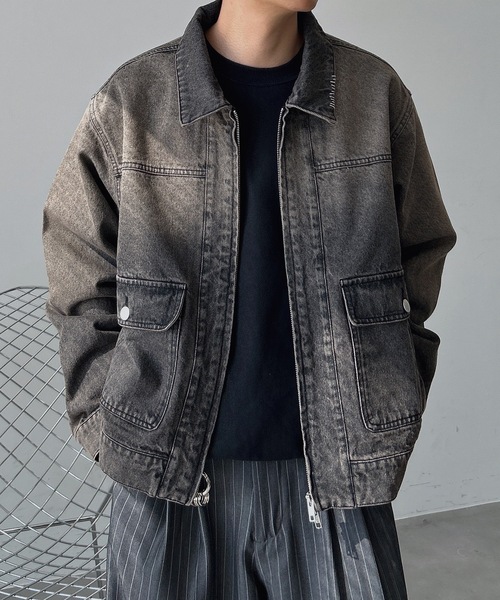 UNDERSTATEMENTs(アンダーステイトメント)の「【ユニセックス】ウォッシュ加工ジップデニムジャケット/ヴィンテージ(デニムジャケット・メンズ・ブラック/インディゴブルー・LARGE/MEDIUM)」の16枚目の写真