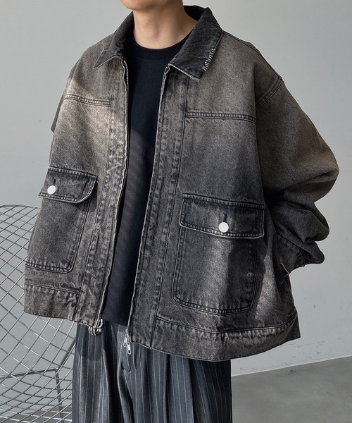 UNDERSTATEMENTs(アンダーステイトメント)の「【ユニセックス】ウォッシュ加工ジップデニムジャケット/ヴィンテージ(デニムジャケット・メンズ・ブラック/インディゴブルー・LARGE/MEDIUM)」の18枚目の写真