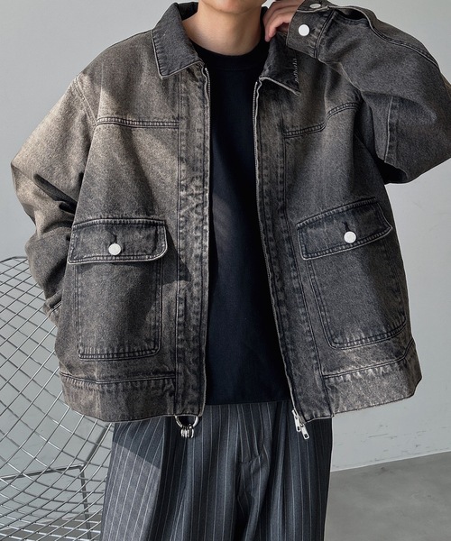 UNDERSTATEMENTs(アンダーステイトメント)の「【ユニセックス】ウォッシュ加工ジップデニムジャケット/ヴィンテージ(デニムジャケット・メンズ・ブラック/インディゴブルー・LARGE/MEDIUM)」の19枚目の写真