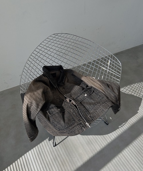 UNDERSTATEMENTs(アンダーステイトメント)の「【ユニセックス】ウォッシュ加工ジップデニムジャケット/ヴィンテージ(デニムジャケット・メンズ・ブラック/インディゴブルー・LARGE/MEDIUM)」の22枚目の写真