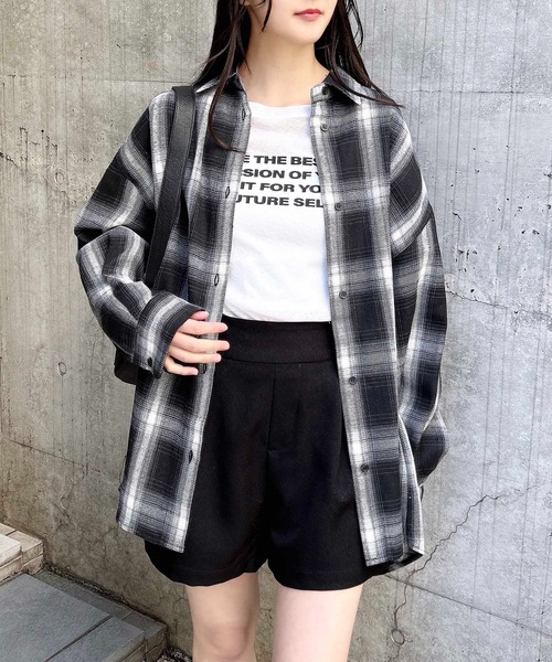 INGNI（イング）の「チェック柄BIGシャツ（シャツ/ブラウス・レディース・ホワイト系その他7/ブラック系・M）」の3枚目の写真