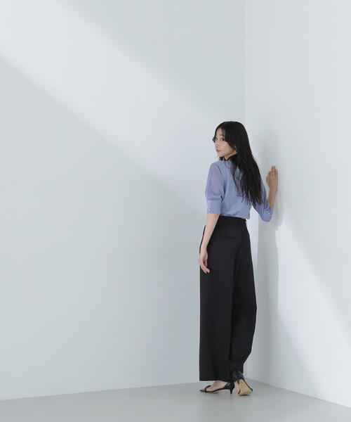 NATURAL BEAUTY BASIC(ナチュラルビューティーベーシック)の「◇ハイウエストベルテッドパンツ(その他パンツ・レディース・ライトグリーン/ブラック/オフホワイト・MEDIUM/SMALL/P/S)」の7枚目の写真