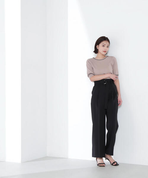 NATURAL BEAUTY BASIC(ナチュラルビューティーベーシック)の「◇ハイウエストベルテッドパンツ(その他パンツ・レディース・ライトグリーン/ブラック/オフホワイト・MEDIUM/SMALL/P/S)」の9枚目の写真