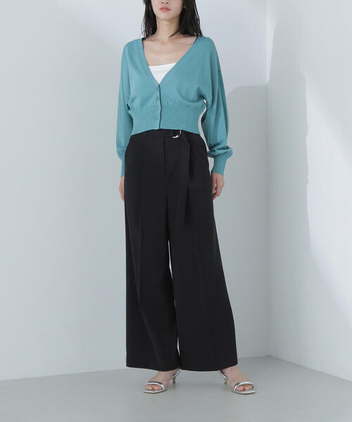 NATURAL BEAUTY BASIC(ナチュラルビューティーベーシック)の「◇ハイウエストベルテッドパンツ(その他パンツ・レディース・ライトグリーン/ブラック/オフホワイト・MEDIUM/SMALL/P/S)」の12枚目の写真