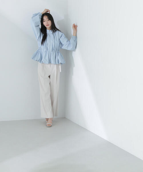 NATURAL BEAUTY BASIC(ナチュラルビューティーベーシック)の「◇ハイウエストベルテッドパンツ(その他パンツ・レディース・ライトグリーン/ブラック/オフホワイト・MEDIUM/SMALL/P/S)」の2枚目の写真