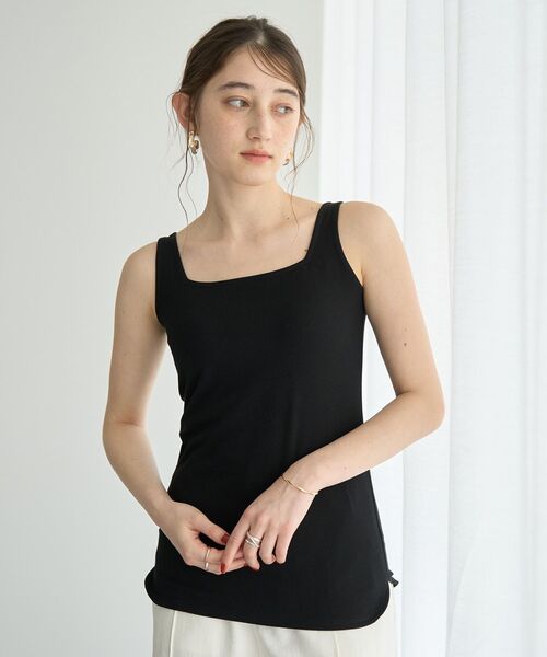 YECCA VECCA（イェッカヴェッカ）の「2wayスクエアリブタンクトップ（タンクトップ・レディース・杢グレー/ブラック/ブラウン/アイボリー・FREE）」の2枚目の写真