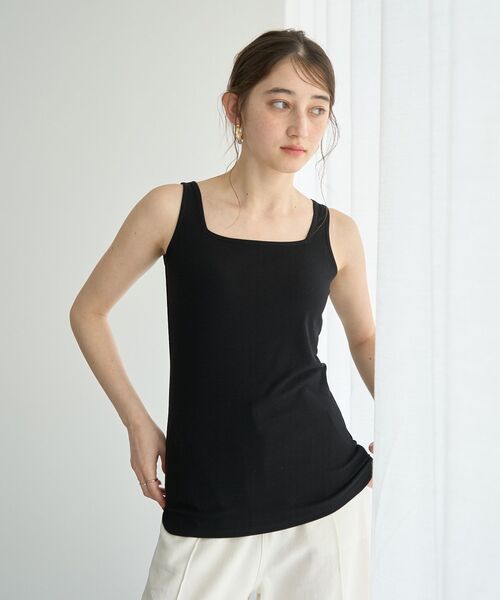 YECCA VECCA（イェッカヴェッカ）の「2wayスクエアリブタンクトップ（タンクトップ・レディース・杢グレー/ブラック/ブラウン/アイボリー・FREE）」の5枚目の写真