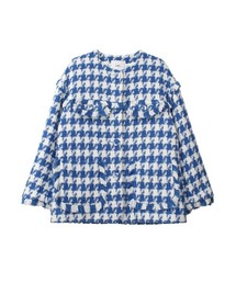 こけしちゃん美品 プリーツプリーズ　千鳥柄 ノーカラージャケット こけしちゃん様専用美品 プリーツプリーズ 千鳥柄 ノーカラー