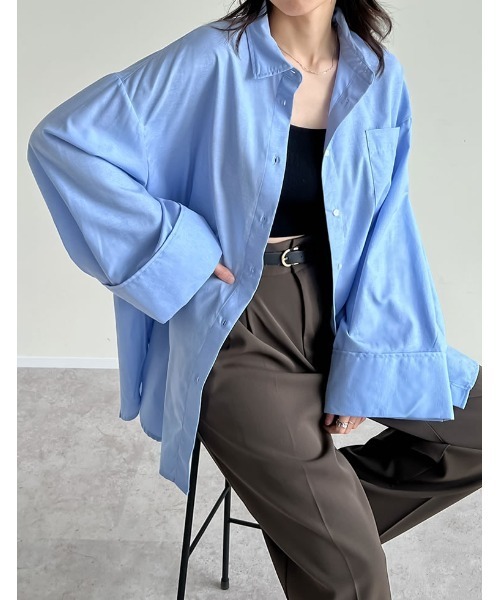 FIRNUM 台襟付きシャツカラービッグスリーブシャツ FIRNUM 台襟付きシャツカラービッグスリーブシャツ