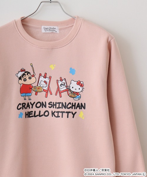 sanrio(サンリオ)の「クレヨンしんちゃん×サンリオキャラクターズ プリント裏起毛トレーナー(スウェット・メンズ・ブラック/ピンクベージュ/グレイッシュベージュ/オフホワイト/サックスブルー/ネイビー・LL/M/L)」の6枚目の写真