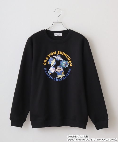 sanrio(サンリオ)の「クレヨンしんちゃん×サンリオキャラクターズ プリント裏起毛トレーナー(スウェット・メンズ・ブラック/ピンクベージュ/グレイッシュベージュ/オフホワイト/サックスブルー/ネイビー・LL/M/L)」の8枚目の写真