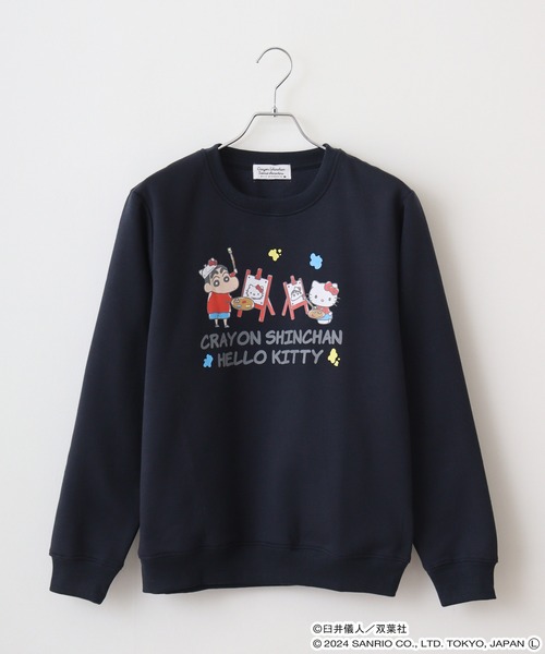 sanrio(サンリオ)の「クレヨンしんちゃん×サンリオキャラクターズ プリント裏起毛トレーナー(スウェット・メンズ・ブラック/ピンクベージュ/グレイッシュベージュ/オフホワイト/サックスブルー/ネイビー・LL/M/L)」の12枚目の写真