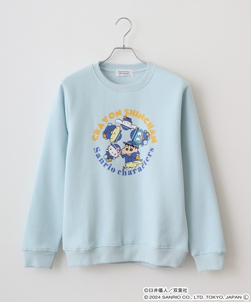 sanrio(サンリオ)の「クレヨンしんちゃん×サンリオキャラクターズ プリント裏起毛トレーナー(スウェット・メンズ・ブラック/ピンクベージュ/グレイッシュベージュ/オフホワイト/サックスブルー/ネイビー・LL/M/L)」の9枚目の写真