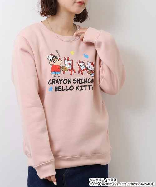 sanrio(サンリオ)の「クレヨンしんちゃん×サンリオキャラクターズ プリント裏起毛トレーナー(スウェット・メンズ・ブラック/ピンクベージュ/グレイッシュベージュ/オフホワイト/サックスブルー/ネイビー・LL/M/L)」の21枚目の写真