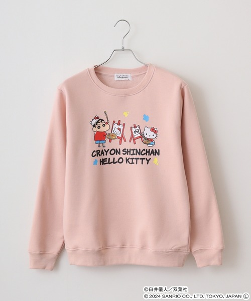 sanrio(サンリオ)の「クレヨンしんちゃん×サンリオキャラクターズ プリント裏起毛トレーナー(スウェット・メンズ・ブラック/ピンクベージュ/グレイッシュベージュ/オフホワイト/サックスブルー/ネイビー・LL/M/L)」の13枚目の写真