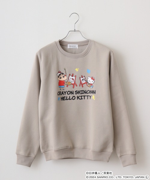sanrio(サンリオ)の「クレヨンしんちゃん×サンリオキャラクターズ プリント裏起毛トレーナー(スウェット・メンズ・ブラック/ピンクベージュ/グレイッシュベージュ/オフホワイト/サックスブルー/ネイビー・LL/M/L)」の11枚目の写真