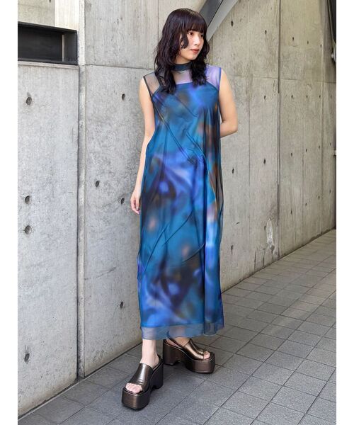 ムルーア　シェイドフラワーレイヤードワンピース セール】シェイドフラワーレイヤードワンピース（ワンピース