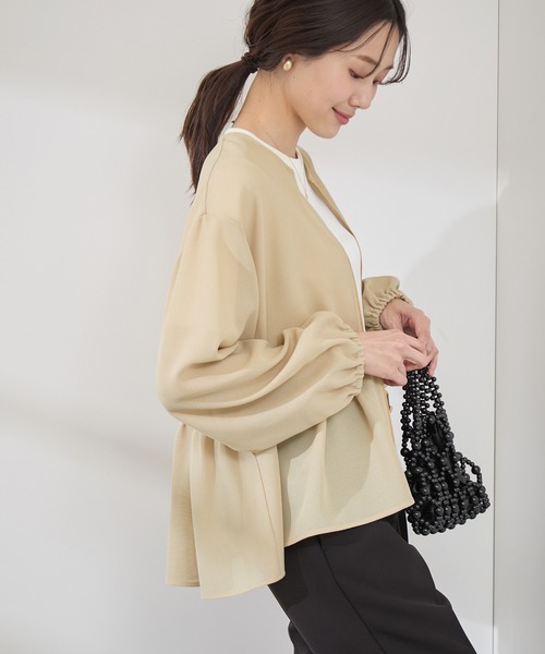 ROPE' PICNIC（ロペピクニック）の「メッシュペプラムブルゾン（ブルゾン・レディース・ベージュ/ブラック/ホワイト・38）」の15枚目の写真