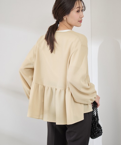 ROPE' PICNIC（ロペピクニック）の「メッシュペプラムブルゾン（ブルゾン・レディース・ベージュ/ブラック/ホワイト・38）」の16枚目の写真