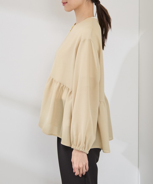 ROPE' PICNIC（ロペピクニック）の「メッシュペプラムブルゾン（ブルゾン・レディース・ベージュ/ブラック/ホワイト・38）」の8枚目の写真