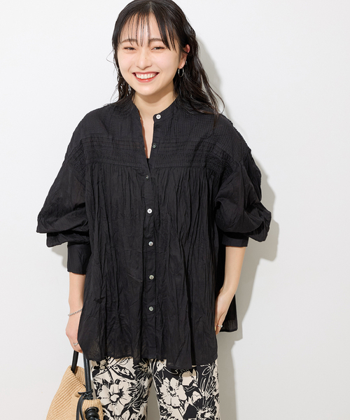 JOURNAL STANDARD relume(ジャーナルスタンダード レリューム)の「コットンボイルクリンクルピンタックブラウス(シャツ/ブラウス・レディース・ホワイト/ブラック/サックスブルー/イエロー・FREE)」の7枚目の写真