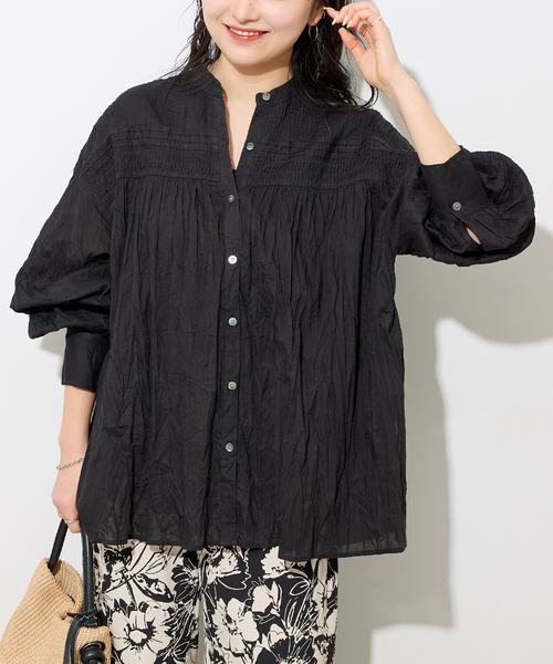 JOURNAL STANDARD relume(ジャーナルスタンダード レリューム)の「コットンボイルクリンクルピンタックブラウス(シャツ/ブラウス・レディース・ホワイト/ブラック/サックスブルー/イエロー・FREE)」の8枚目の写真