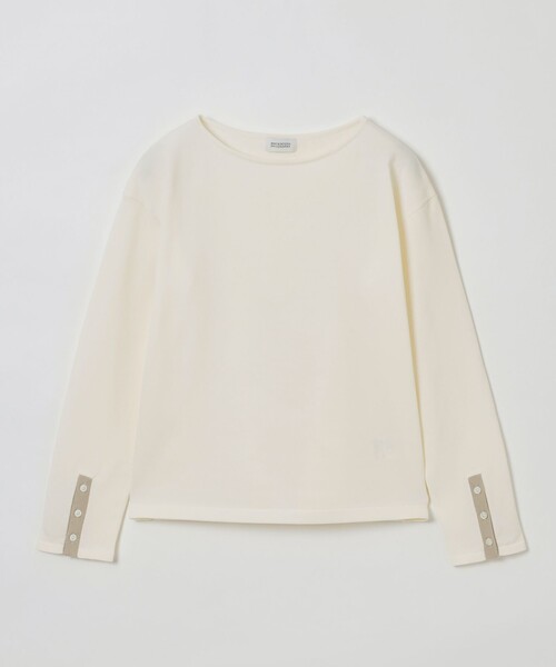 MACKINTOSH PHILOSOPHY(マッキントッシュ フィロソフィー)の「スリーブボタンニット(Tシャツ/カットソー・レディース・オフホワイト/ベージュ/ダークネイビー・38/36)」の2枚目の写真