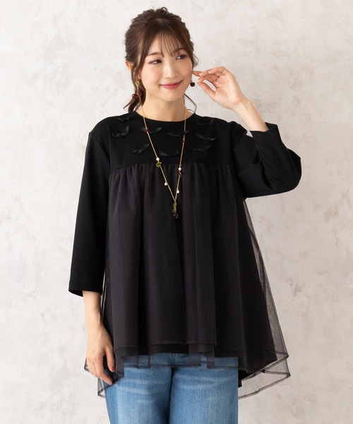 Rose Tiara(ローズティアラ)の「チュール切替ペプラムカットソー(Tシャツ/カットソー・レディース・ベージュ/オフホワイト/ブラック・42/46/38)」の15枚目の写真