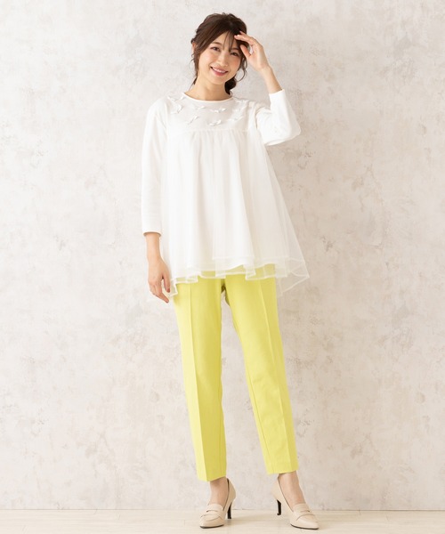 Rose Tiara(ローズティアラ)の「チュール切替ペプラムカットソー(Tシャツ/カットソー・レディース・ベージュ/オフホワイト/ブラック・42/46/38)」の20枚目の写真