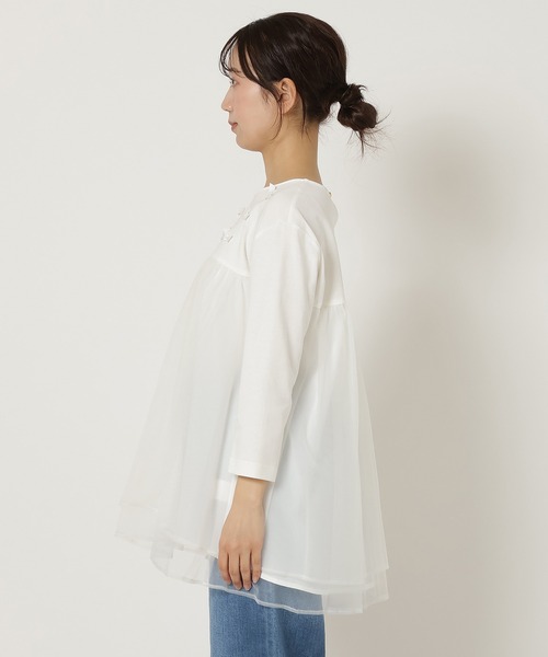 Rose Tiara(ローズティアラ)の「チュール切替ペプラムカットソー(Tシャツ/カットソー・レディース・ベージュ/オフホワイト/ブラック・42/46/38)」の22枚目の写真