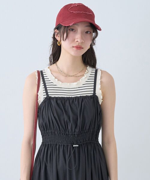 earth music&ecology（アースミュージックアンドエコロジー）の「フリルニットタンクトップ（タンクトップ・レディース・アイボリー/ブラック/オレンジ系その他/その他7・S/M）」の13枚目の写真