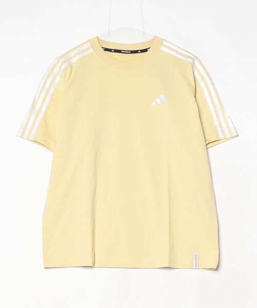 adidas(アディダス)の「アディダス adidas エッセンシャルズ プラス スリーストライプス 半袖Tシャツ(Tシャツ/カットソー・レディース・ペールイエロー/ライラック/ライトベージュ・M/L/XL/S)」の3枚目の写真
