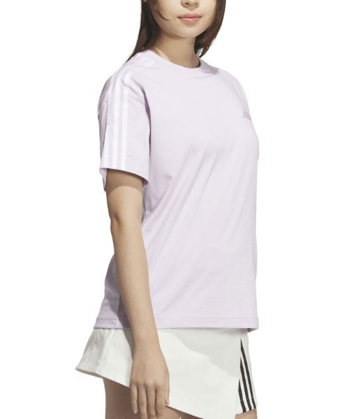 adidas(アディダス)の「アディダス adidas エッセンシャルズ プラス スリーストライプス 半袖Tシャツ(Tシャツ/カットソー・レディース・ペールイエロー/ライラック/ライトベージュ・M/L/XL/S)」の9枚目の写真