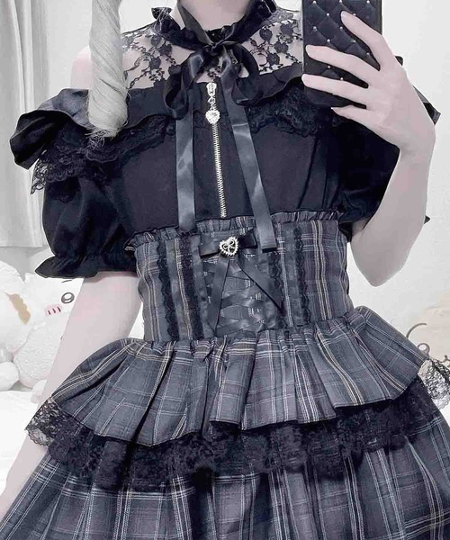 MA*RS（アメーバーマーズ）の「肩開きフリルスライダーブラウス（シャツ/ブラウス・レディース・ブラック/ピンク/ホワイト/ピンク系その他/ホワイト×ブラック/ブラック×ブラック・FREE）」の4枚目の写真